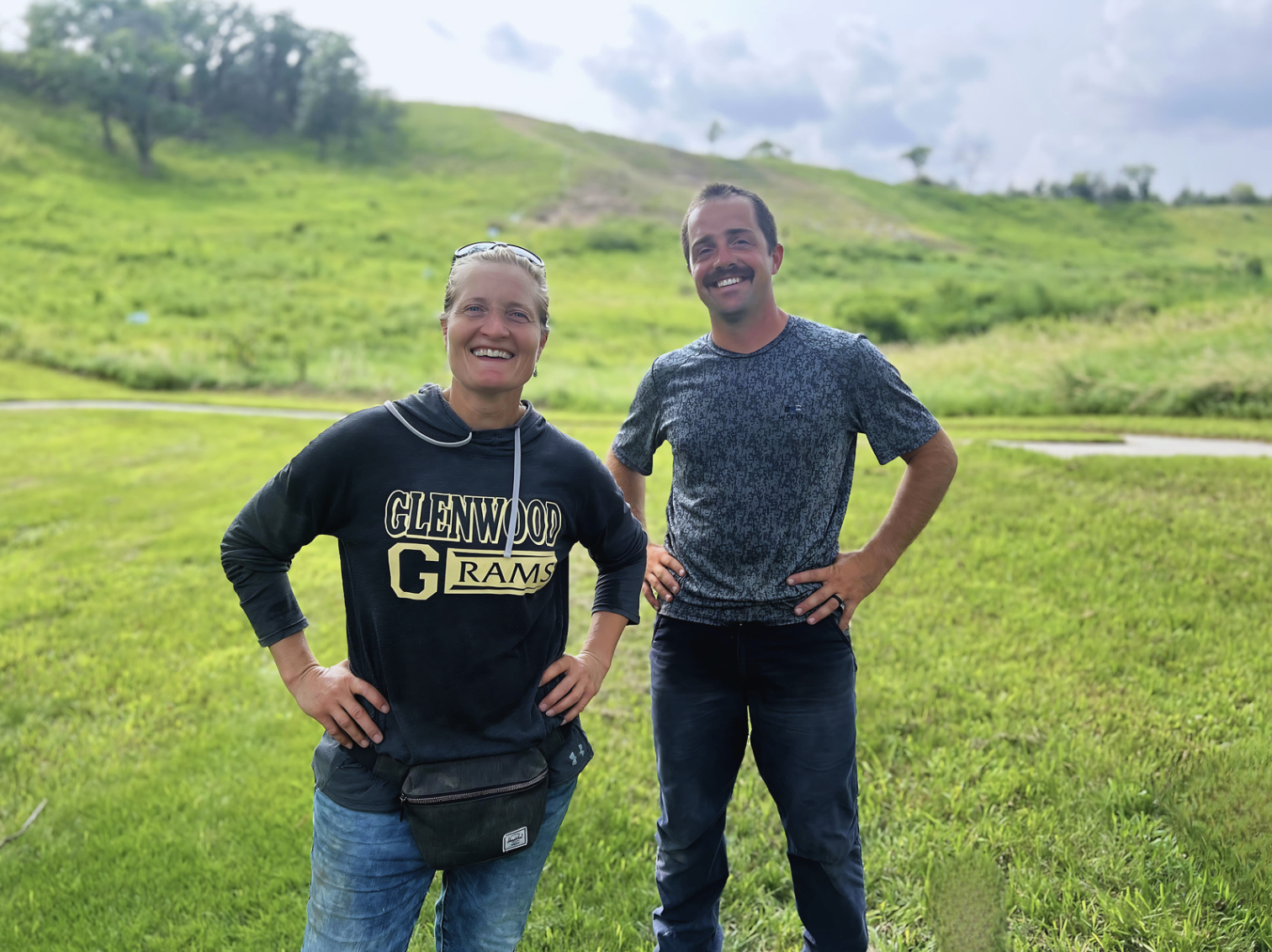 Jenny Horner and Matt Vermeersch, the local goat farmers in charge of the herd at the Vincent Bluff State Preserve. Image Credit: Lindsey Jean Schueman, One Earth. Jenny Horner and Matt Vermeersch, the local goat farmers in charge of the herd at the Vincent Bluff State Preserve. Image Credit: Lindsey Jean Schueman, One Earth.