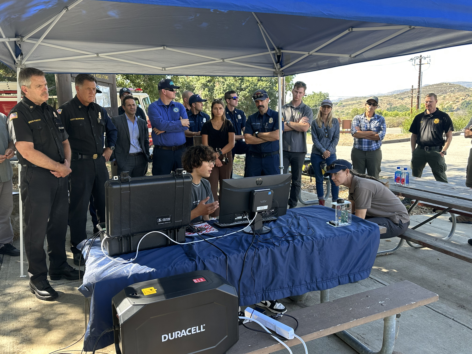 SensoRy AI's Ryan Honary presenting his wildfire prediction technology to the Orange County Fire Department. Image Credit: The Earth Prize. SensoRy AI's Ryan Honary presenting his wildfire prediction technology to the Orange County Fire Department. Image Credit: The Earth Prize.