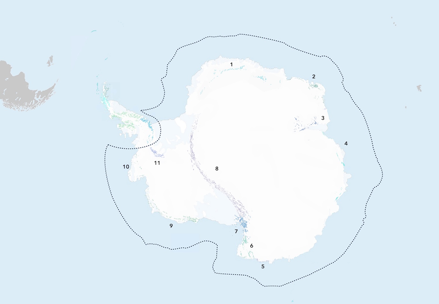 The Continental Antarctica bioregion The Continental Antarctica bioregion is located in the Antarctic Continent & Islands subrealm of Antarctica and contains 11 ecoregions.