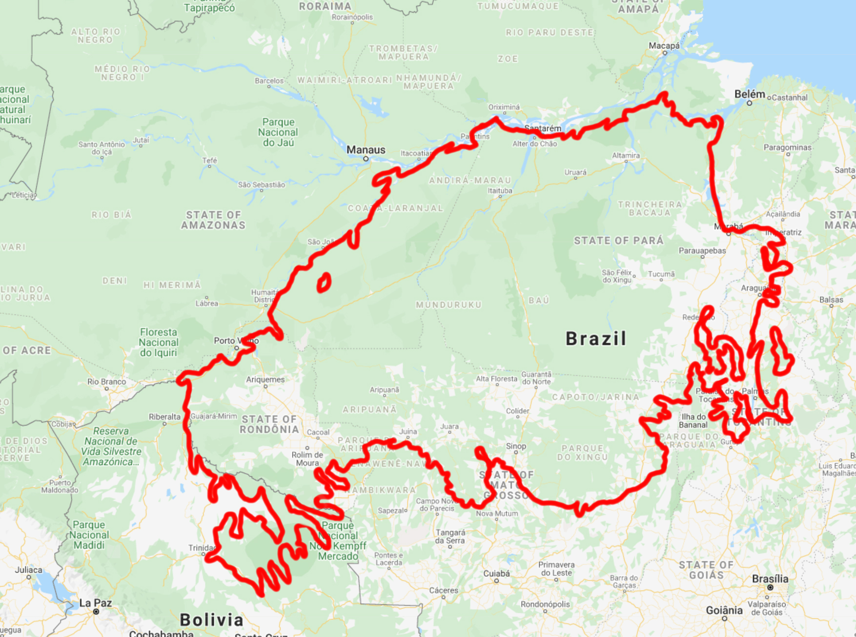 Southern Amazonian Forests bioregion Outline of the Southern Amazonian Forests bioregion.
