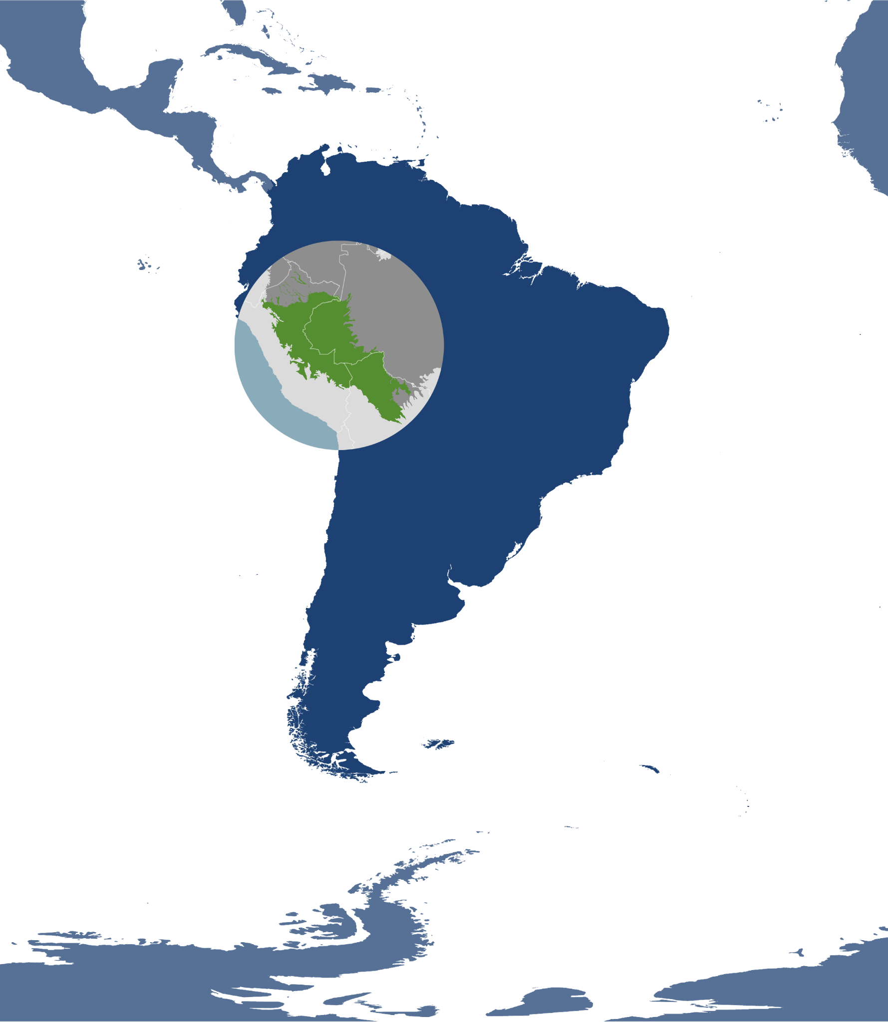 The Western Amazonian Forests & Plains bioregion (NT18), located in the Amazonia subrealm of the Southern American realm. Image Credit: One Earth. The Western Amazonian Forests & Plains bioregion (NT18), located in the Amazonia subrealm of the Southern American realm. Image Credit: One Earth.
