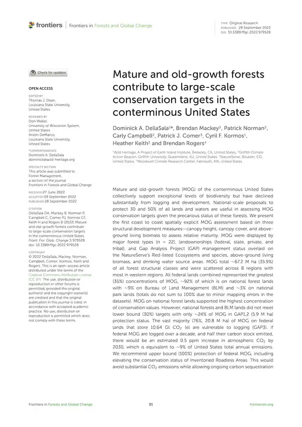 Mature and old-growth forests contribute to large-scale conservation targets in the conterminous United States
